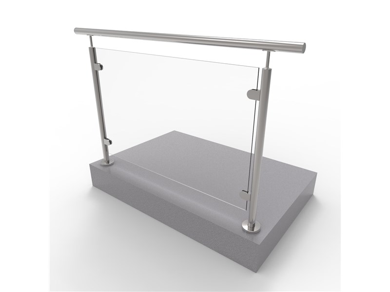 Ar INOX stikla turētājiem no sāniem